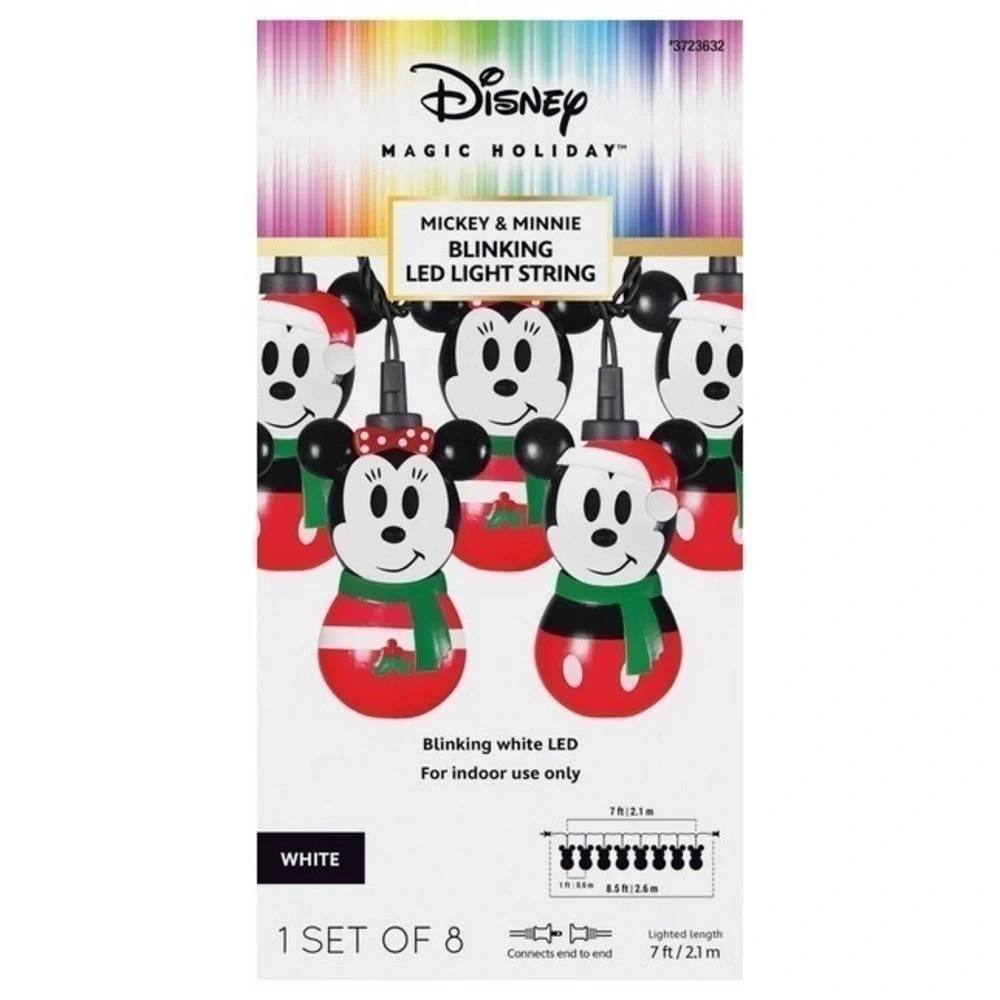 Disney Mickey Minnie Mouse Blinking LED String Lights Set Christmas NEW Black